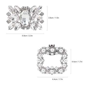 kilofly Elegant Rhinestones Decorations Charms Shoe Clips 2 Pairs