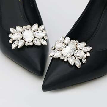 kilofly Elegant Rhinestones Shoe Clips - 2 Pairs Designs