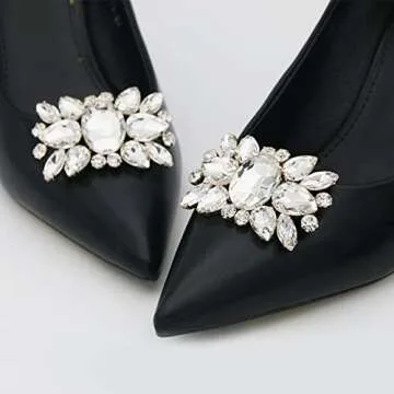 kilofly Elegant Rhinestones Shoe Clips - 2 Pairs Designs