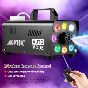 AGPTEK 500W Fog Machine with LED Lights & Remote