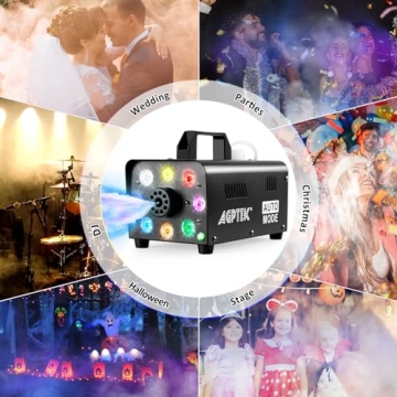 AGPTEK 500W Fog Machine with LED Lights & Remote