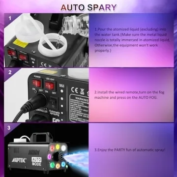 AGPTEK 500W Fog Machine with LED Lights & Remote