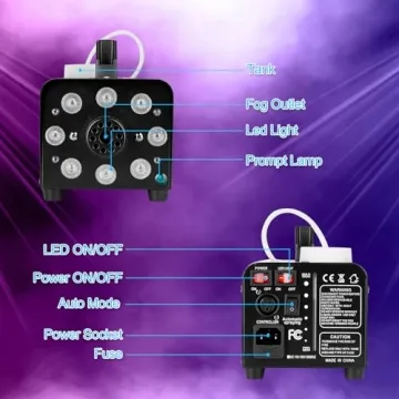 AGPTEK 500W Fog Machine with LED Lights & Remote
