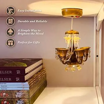 InstaLocker School Locker Chandelier Light - Magnetic LED Light School Accessories - Ceiling Lighting Locker Décor Easy Setup, Battery Operated - Universal Locker Decorations