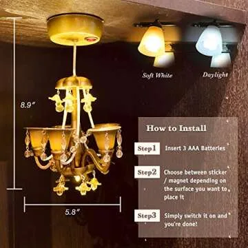 InstaLocker School Locker Chandelier Light - Magnetic LED Light School Accessories - Ceiling Lighting Locker Décor Easy Setup, Battery Operated - Universal Locker Decorations