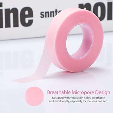 JASSINS 6 Rolls Eyelash Tape, Adhesive Fabric Eyelash Tapes, Adhesive Breathable Micropore Fabric Tape for Eyelash Extension Supply,9 m/10 Yard Each Roll (P.E-Pink)