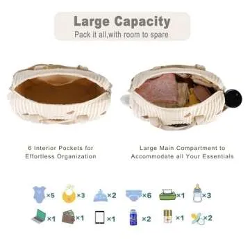 GOBABYMART Large Diaper Bag Tote, Maternity Bag, Travel diaper tote, Multifunction baby bag, Baby Nappy Bags, Messenger bag (Large - Bears)