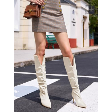 Coutgo Women's Slouchy Knee High Boots - Chic and Comfortable