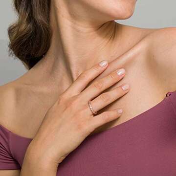 PAVOI 14K Yellow Gold Plated Cubic Zirconia Love Rings - 2.8mm Stackable for Women Size 7