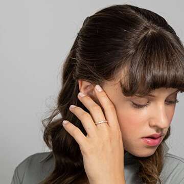 PAVOI 14K Yellow Gold Plated Cubic Zirconia Love Rings - 2.8mm Stackable for Women Size 7