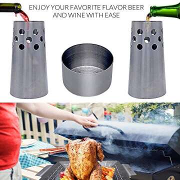 Beer Can Chicken Holder Combo with Free Meat Thermometer- Vegetable Grill Basket-BBQ Grilling Gifts ...