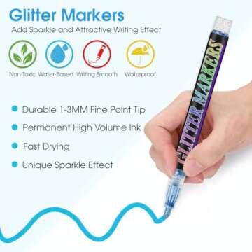 Celepen Glitter Marker Pens, 36 Colors Metallic Shimmer Glitter Markers Paint Pens, Glitter Art Mark...