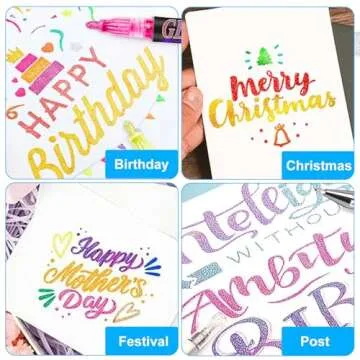 Celepen Glitter Marker Pens, 36 Colors Metallic Shimmer Glitter Markers Paint Pens, Glitter Art Marker for Kids Adults DIY Crafts Greeting Birthday Cards Making Poster Album Scrapbooking Wood