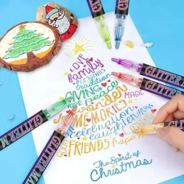 Celepen Glitter Marker Pens, 36 Colors Metallic Shimmer Glitter Markers Paint Pens, Glitter Art Marker for Kids Adults DIY Crafts Greeting Birthday Cards Making Poster Album Scrapbooking Wood