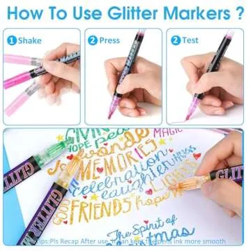 Celepen Glitter Marker Pens, 36 Colors Metallic Shimmer Glitter Markers Paint Pens, Glitter Art Marker for Kids Adults DIY Crafts Greeting Birthday Cards Making Poster Album Scrapbooking Wood