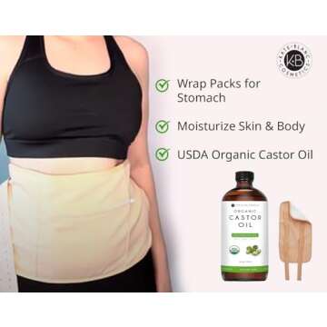 Kate Blanc Cosmetics Castor Oil Pack Wrap. Castor Oil Packs for Detox. Reusable, Comfortable Fit, Ad...