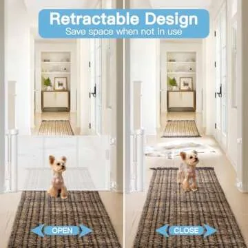 Short Dog Gate 0"-39" Wide Narrow Baby Gate 24” Tall Retractable Baby Gate to Step Over Short Baby Gate for Stairs Low Pet Gate Indoor Mesh Doggie Gates Puppy Gate for Doorway, White