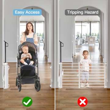 Short Dog Gate 0"-39" Wide Narrow Baby Gate 24” Tall Retractable Baby Gate to Step Over Short Baby Gate for Stairs Low Pet Gate Indoor Mesh Doggie Gates Puppy Gate for Doorway, White