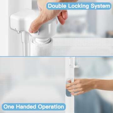 Short Dog Gate 0"-39" Wide Narrow Baby Gate 24” Tall Retractable Baby Gate to Step Over Short Baby Gate for Stairs Low Pet Gate Indoor Mesh Doggie Gates Puppy Gate for Doorway, White