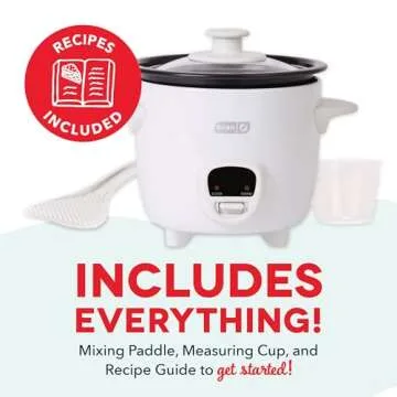 Dash Mini Rice Cooker Steamer with Removable Nonstick Pot, Keep Warm Function & Recipe Guide, 2 cups, for Soups, Stews, Grains & Oatmeal - White