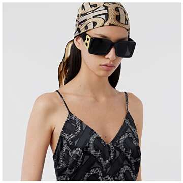 Bouryo Fashion Big Square Sunglasses for Women Men Trendy Black Thick Frame Luxury Designer Oversize...