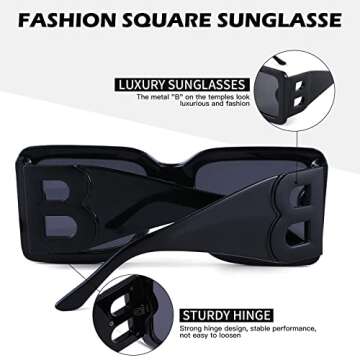 Bouryo Big Square Sunglasses - Trendy Luxury UV Protection