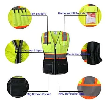 JKWEARSA Reflective Safety Vest for Women - Small, Yellow & Black