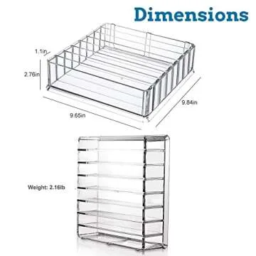Bawuie Lid Organizer for Food Storage Container, Plastic Lid Holder with 7 Adjustable Dividers for Kitchen Pantry Cabinet and Drawer, Countertop Cupboard Lid Organization, Medium, Clear