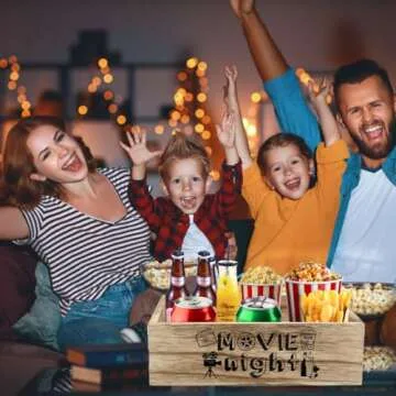 Aksipo Movie Night Snack Organizer - Wooden Snack Holder