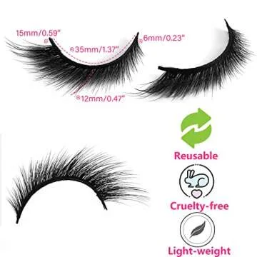 gootrades Cat Eye Lashes Fox Eyelashes 3D Faux Mink False Eyelashes, 5 Pairs Winged Eyelashes 15mm Natural Look L Shape Mimic Eyelashes Extension(Style-02)