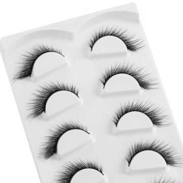 gootrades Cat Eye Lashes Fox Eyelashes 3D Faux Mink False Eyelashes, 5 Pairs Winged Eyelashes 15mm Natural Look L Shape Mimic Eyelashes Extension(Style-02)