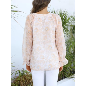 Aoudery Women's V Neck Floral Blouse - Flowy & Stylish