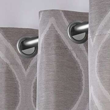Exclusive Home Montrose Ogee Geometric Textured Linen Grommet Top Curtain Panel Pair, 54"x96", Ash Grey