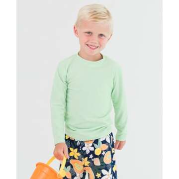 RUGGEDBUTTS Frost Green Long Sleeve Logo Rash Guard - 2T