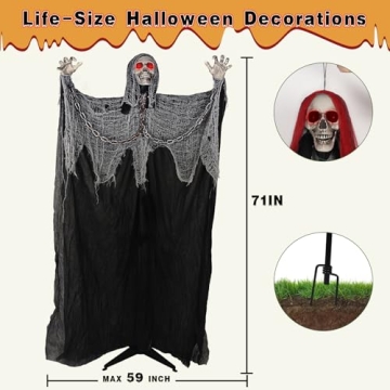 Life Size Halloween Skeleton with Lights & Sounds
