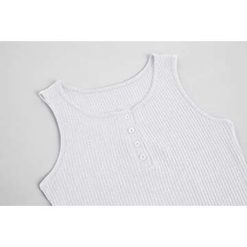 Meikulo Lounge Sets for Women Pajamas Set 3 Piece Outfits Waffle Knit Loungewear Sleeveless Henley Tank Top Vest Pajama Pants Joggers Sweatpants Long Sleeve Lightweight Cardigans White, Small