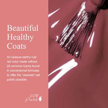 100% PURE Zer0 20-Free Nail Polish I'm A Little Rusty Long Wear Breathable Vibrant Color Less 20 Common Toxic Ingredients Rusty Red Natural Based Care & Paint - Vegan, Cruelty-Free