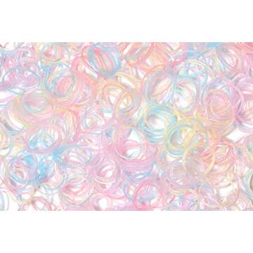 Youxuan Mini Hair Elastics for Girls Transparent Rubber Bands, 1000 PCS, Multi Color