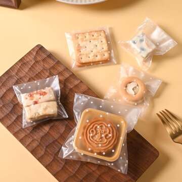Morepack 200 Pcs Clear Cookie Bags for Treats & Favors