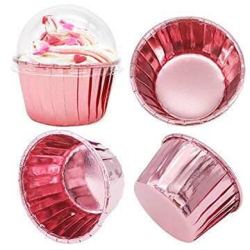 Elegant Cupcake Liners with Dome Lids - 100Pack