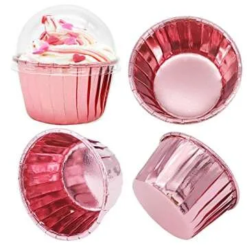 Elegant Cupcake Liners with Dome Lids - 100Pack