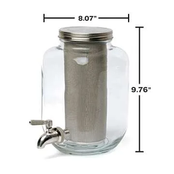 County Line Kitchen Cold Brew Coffee Maker, Mason Jar Pitcher - Heavy Duty Soda Lime Glass w/Stainle...