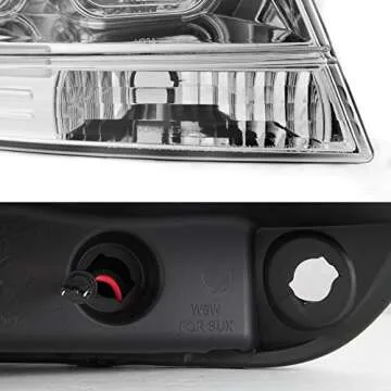 AKKON - For 1999-04 Jeep Grand Cherokee Full LED Daytime Running Lamp Bar Projector Headlights Chrome Housing Clear Lens Set