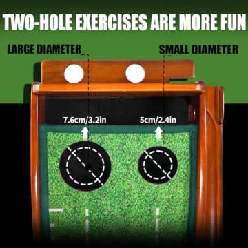 GimiYaa Golf Putting mat Green Indoor and Outdoor with Auto Ball Return,Game Practice Golf Gifts for Home, Office, Backyard Indoor Golf and Outdoor Use, Crystal Velvet Mat and Solid Wood Base (Brown)