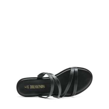 DREAM PAIRS Women's Clear Studded Rhinestone Slide Sandals Slip on Open Toe Cute Flat Sandals for Summer