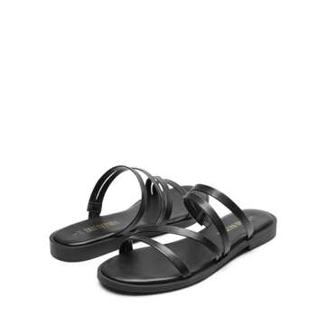 DREAM PAIRS Women's Clear Studded Rhinestone Slide Sandals Slip on Open Toe Cute Flat Sandals for Summer