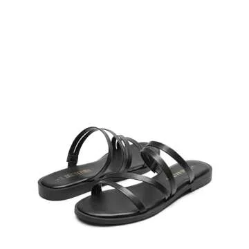 DREAM PAIRS Women's Clear Studded Rhinestone Slide Sandals Slip on Open Toe Cute Flat Sandals for Summer