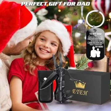 Gifts for Dad from Daughter Son,Folding Multitool Pocket Knife "BEST DAD EVER",Unique Christmas Stocking Stuffers,Fathers Day Birthday Gift Ideas,Multitool for Climbing,Camping,Cycling,Hiking