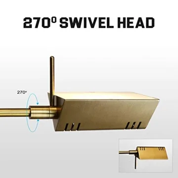 O’Bright Dimmable LED Pharmacy Floor Lamp, 12W LED, Full Range Dimming, 360 Degree Swing Arms, Adjustable Heights, Standing Lamp for Reading, Sewing, and Craft, ETL Listed, Antique Brass (Gold)