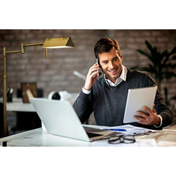 O’Bright Dimmable LED Pharmacy Floor Lamp, 12W LED, Full Range Dimming, 360 Degree Swing Arms, Adjustable Heights, Standing Lamp for Reading, Sewing, and Craft, ETL Listed, Antique Brass (Gold)